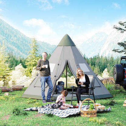 Outsunny 6 Men Tipi Tent z torbą transportową - szary