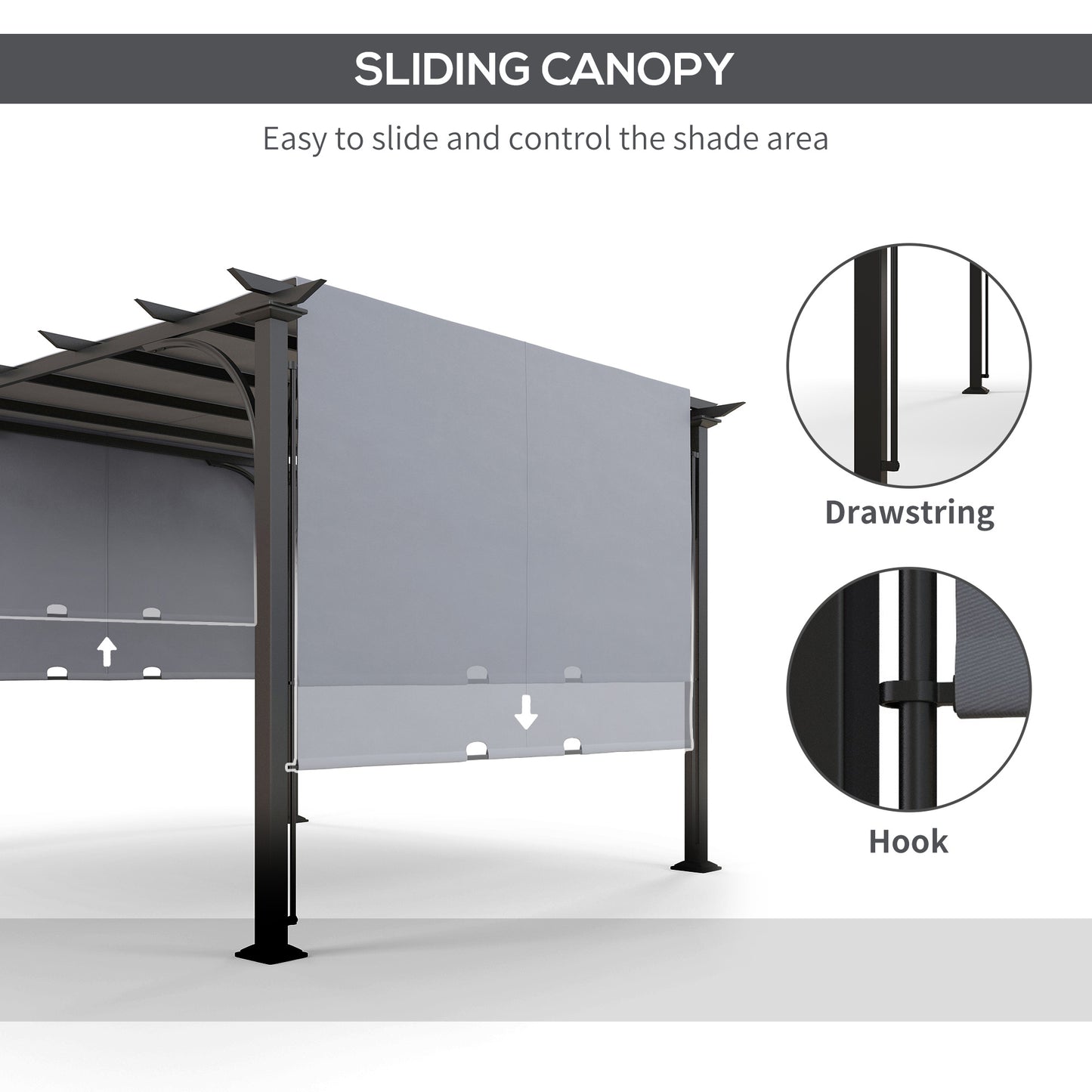 Pergola ogrodowa Outsunny 3 x 3(m) z regulowanym zadaszeniem, szara