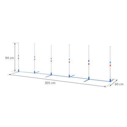 مجموعة مسار عقبة ممتعة لتدريب خفة الحركة للكلاب قابلة للتعديل من PawHut مع أعمدة منسوجة وحقيبة تخزين للفناء الخلفي أو الحديقة
