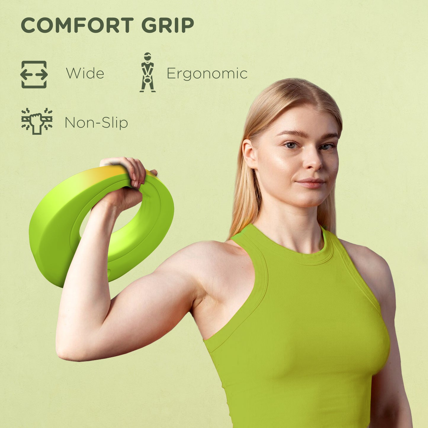 SPORTNOW 8 kg Kettlebell, miękki odważnik kettlebell z szerokim uchwytem do domowej siłowni, podnoszenia ciężarów, treningu siłowego, zielony