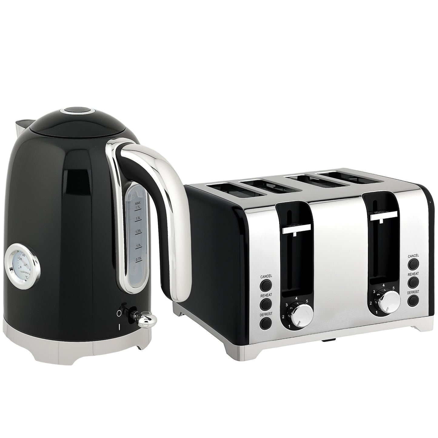 HOMCOM Retro 3000W Kettle and Toaster Set - Black