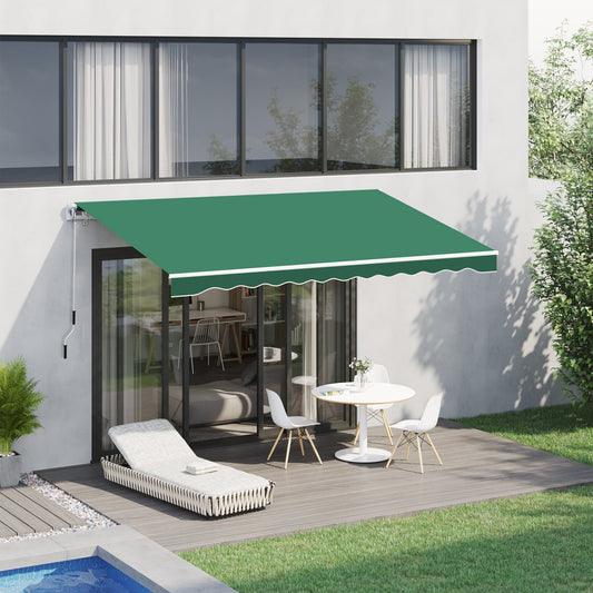Outsunny Manual Retractable Awning, size (4m x3m)-Green