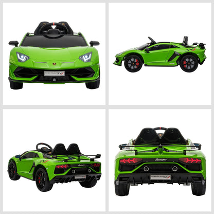 Battery-powered Kids Electric Ride On Car Lamborghini Aventador Sports Racing Car Toy with Parental Remote Control Music Green 12V