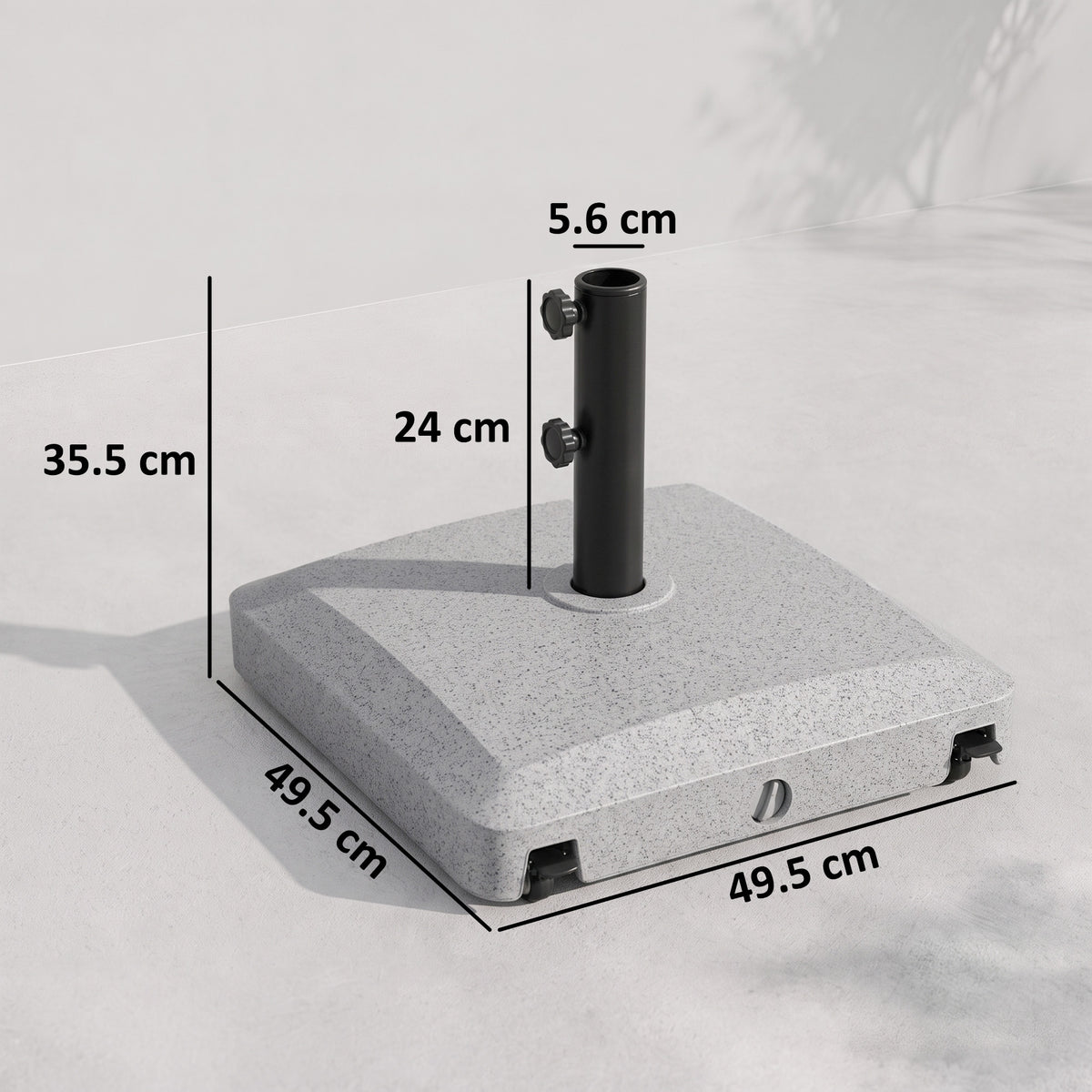Outsunny Garden Parasol Base Holder, 24kg Water or 30kg Sand Filled, Outdoor Market Umbrella Stand Weight with Wheels and Brakes, Grey