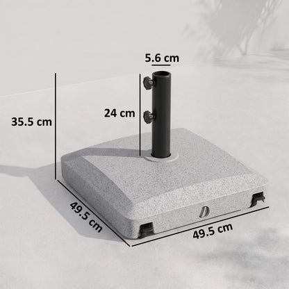 Outsunny Garden Parasol Base Holder, 24kg Water or 30kg Sand Filled, Outdoor Market Umbrella Stand Weight with Wheels and Brakes, Grey