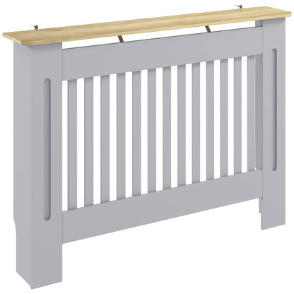 HOMCOM Slatted Radiator Cover, Painted Cabinet with Line Grill Design, 112W × 19D × 81H cm, Grey