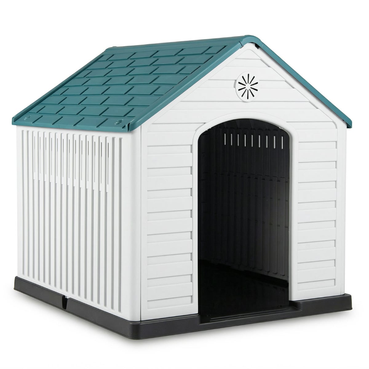 Large Plastic Dog House Waterproof Pet Shelter with Air Vents-Dark Blue