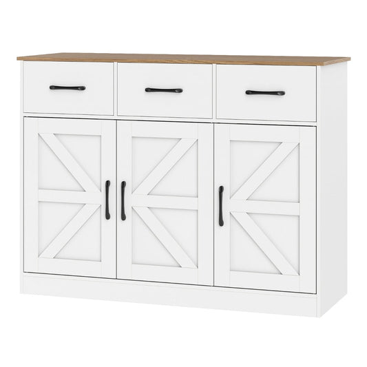 108cm Large Sideboard Storage Cabinet with Adjustable Shelves and Doors-White