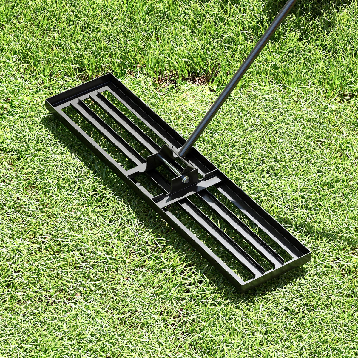 75/91/106 x 25cm Lawn Leveling Rak with Ergonomic Handle-106 x 25 cm-Black