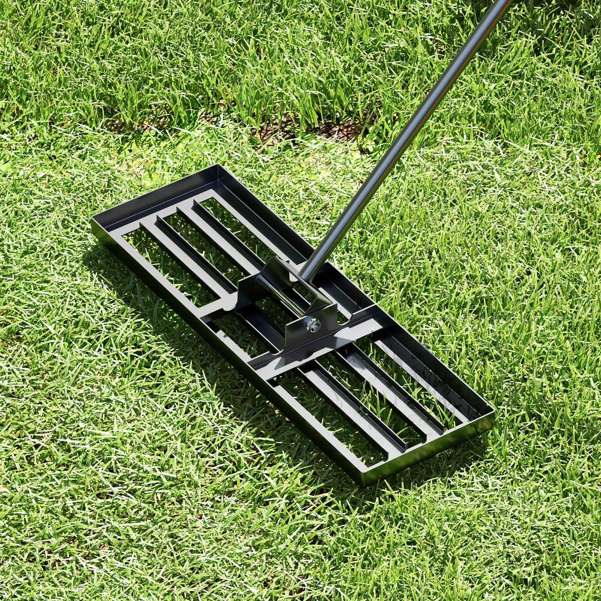 75/91/106 x 25cm Lawn Leveling Rak with Ergonomic Handle-75 x 25 cm-Black