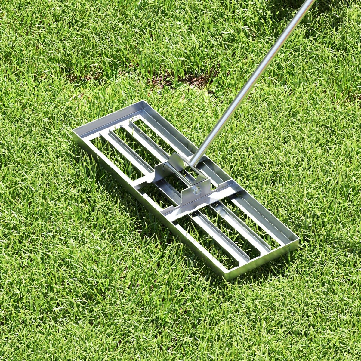 75/91/106 x 25cm Lawn Leveling Rak with Ergonomic Handle-75 x 25 cm-Silver