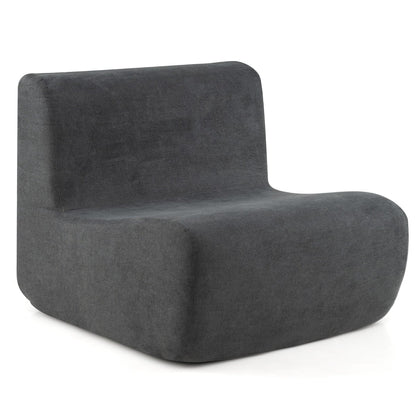 Lazy Floor Sofa Chair with Soft Velvet and Ergonomic Support-Grey