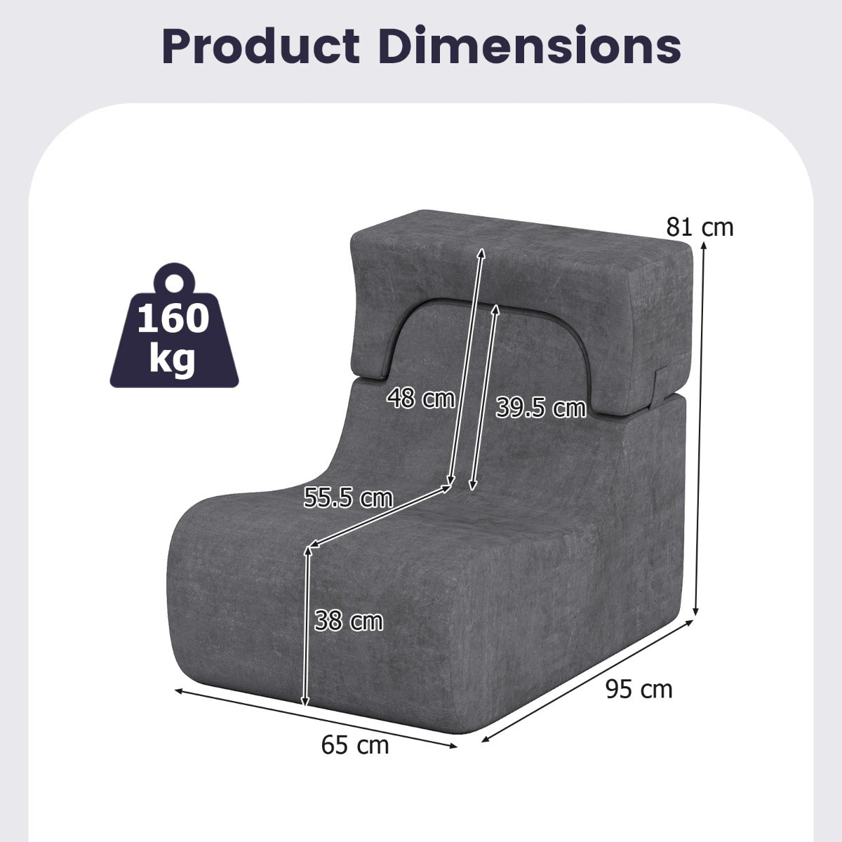 Lazy Sofa with Detachable Headrest and Washable Ice Velvet Cover-Grey