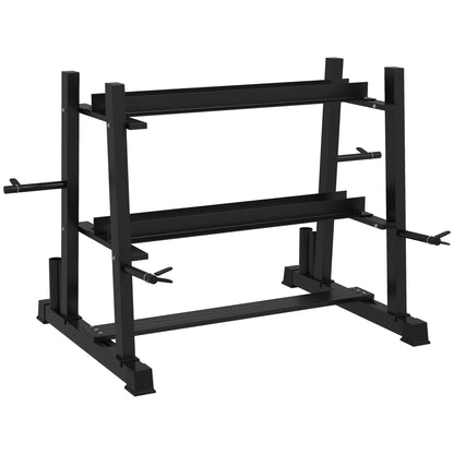 SPORTNOW 3-Tier Dumbbell Rack, Versatile Weight Rack with 4 Weight Rods for Dumbbells, Kettlebells and Plates (Rack Only)