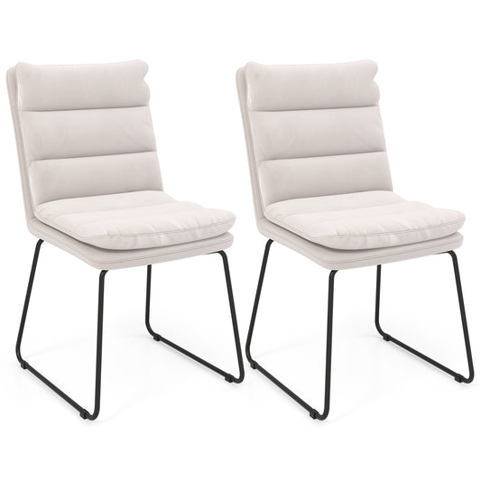 Leisure Chair Upholstered Accent Chair with Wood Heavy-duty Metal Frame-White