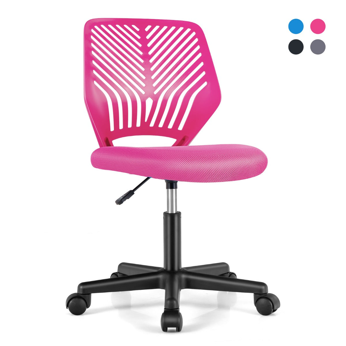 Height-adjustable Kids Mesh Ergonomic Desk Chair with Universal Casters-Pink
