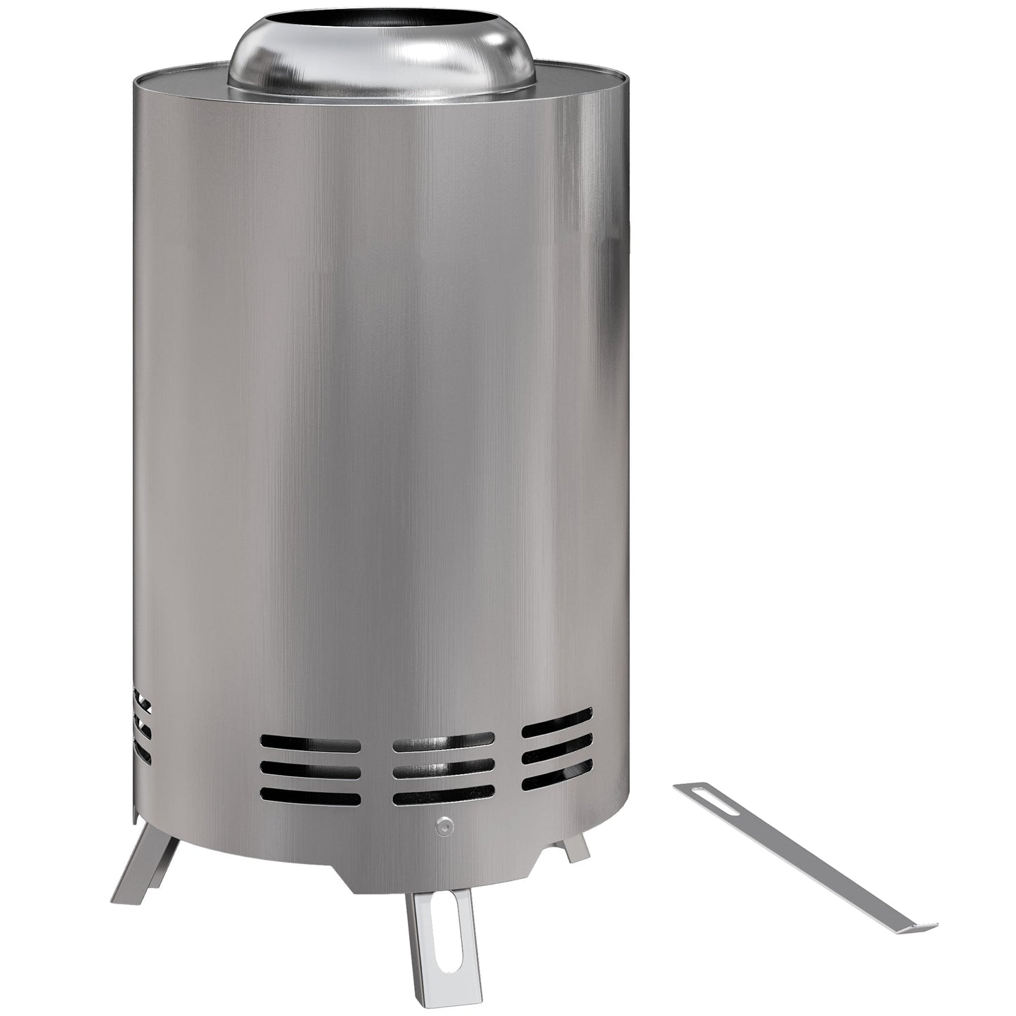 Outsunny Smokeless Fire Pit, 16 x 16 cm Stainless Steel Portable Wood Burning Firepit with Poker, Wood or Pellet Fuelled Tabletop Fire Pit for Garden Camping Bonfire Party, Silver Tone