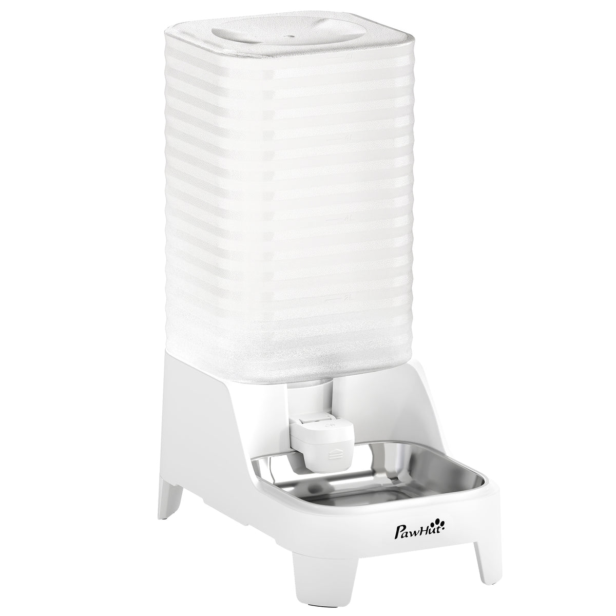 PawHut Automatic Pet Water Dispenser, 8L Gravity Dog Water Dispenser with Patented Tap, Stainless Steel Bowl, White
