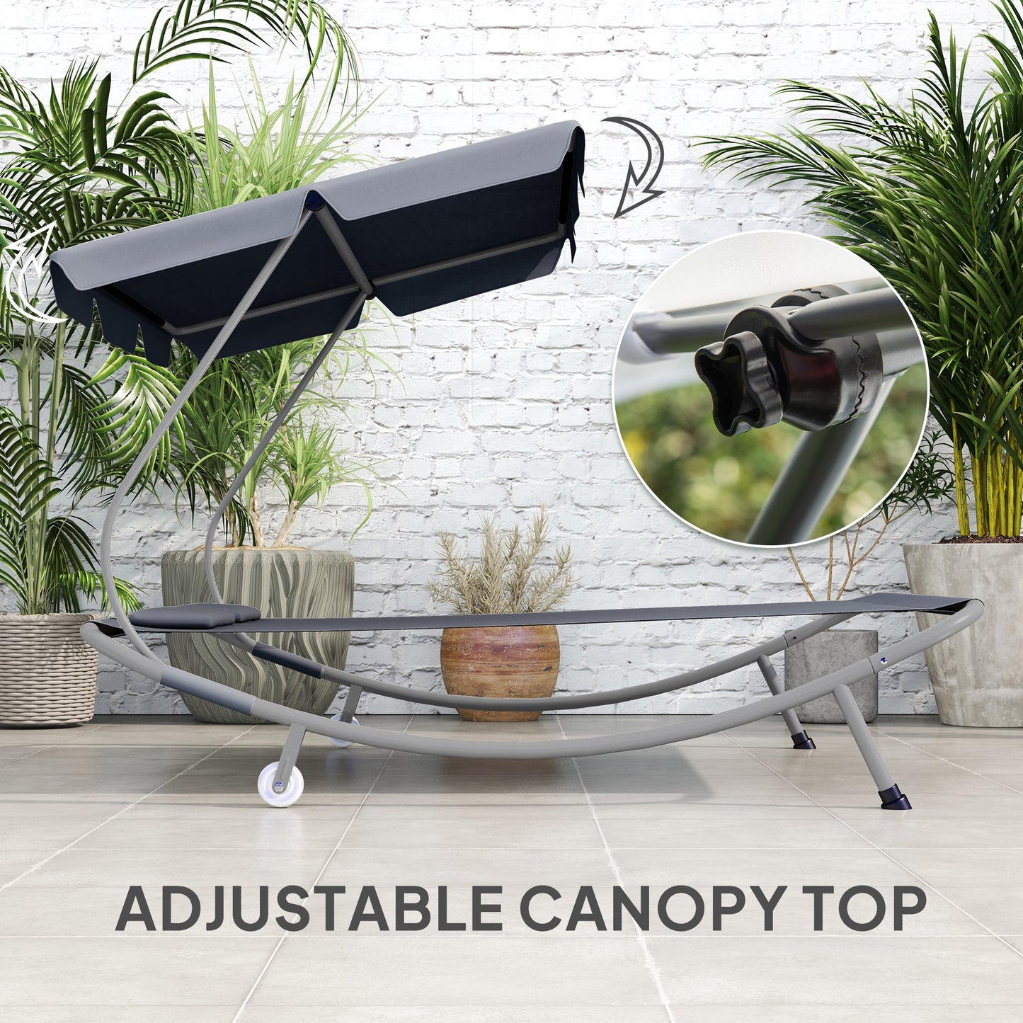 Łóżko zewnętrzne Outsunny Double Outdoor Bed z baldachimem - jasnoszary