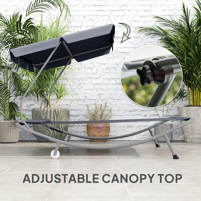 Łóżko zewnętrzne Outsunny Double Outdoor Bed z baldachimem - jasnoszary