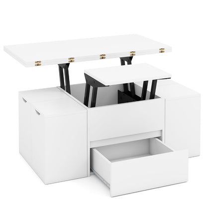 Lift Top Coffee Table with Hidden Compartment and Drawer-White