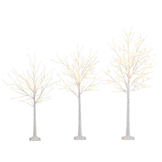 Lighted Birch Tree Set Birch Christmas Tree with Branch Tips LED Lights and Metal Bases