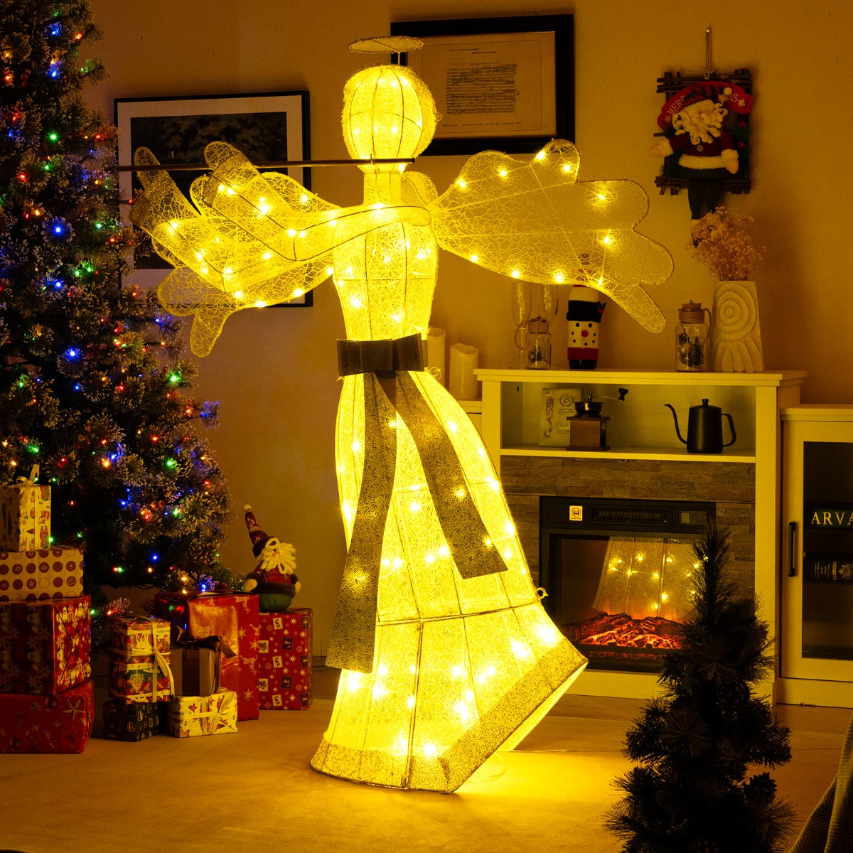 1.5 M Lighted Christmas Angel with 100 LED Lights and Zip Ties