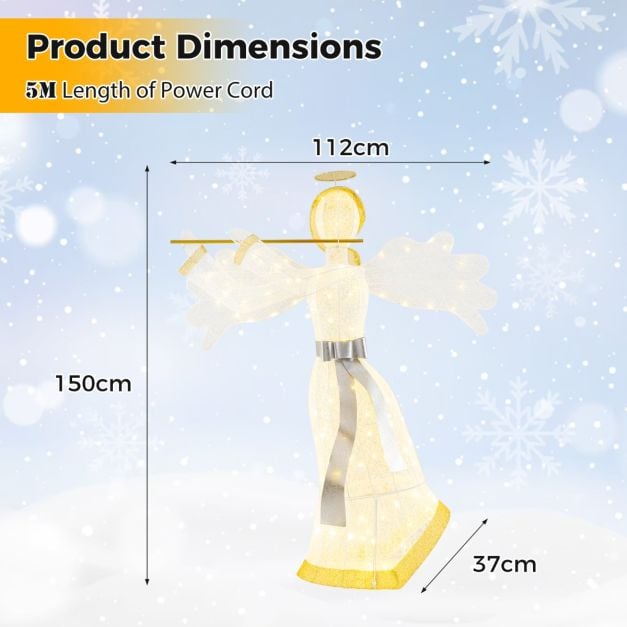 1.5 M Lighted Christmas Angel with 100 LED Lights and Zip Ties