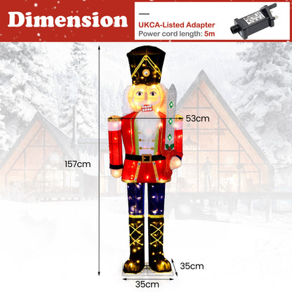 Lighted Nutcracker Soldier Outdoor Christmas Decoration with Glitter Sword
