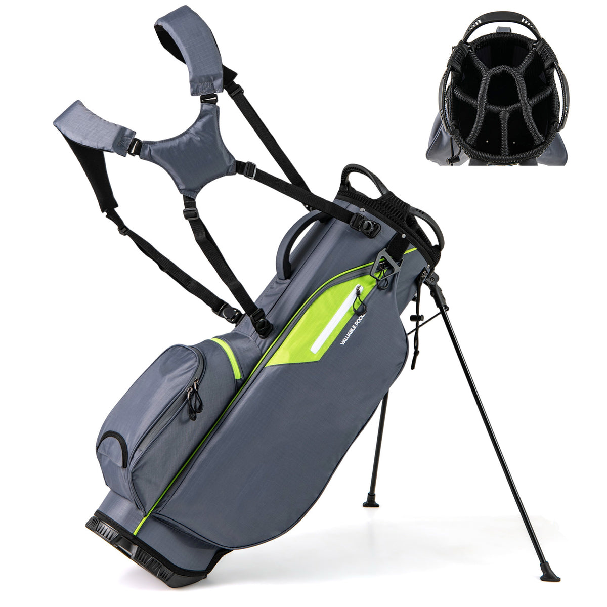 Lightweight Golf Stand Bag with 8 Way Top Dividers in Grey