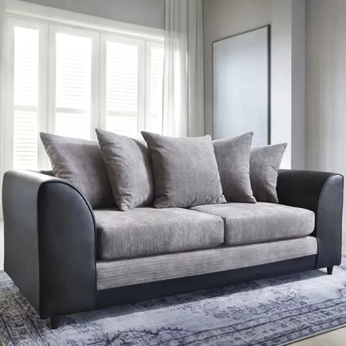 Linacre 3 Seater Sofa in Black and Charcoal