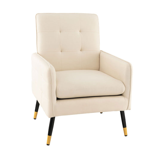 Linen Fabric Accent Chair Single Sofa in Beige