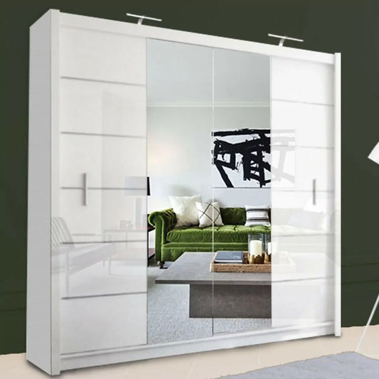 Lisbane Sliding Door Wardrobe - Black, White, Grey