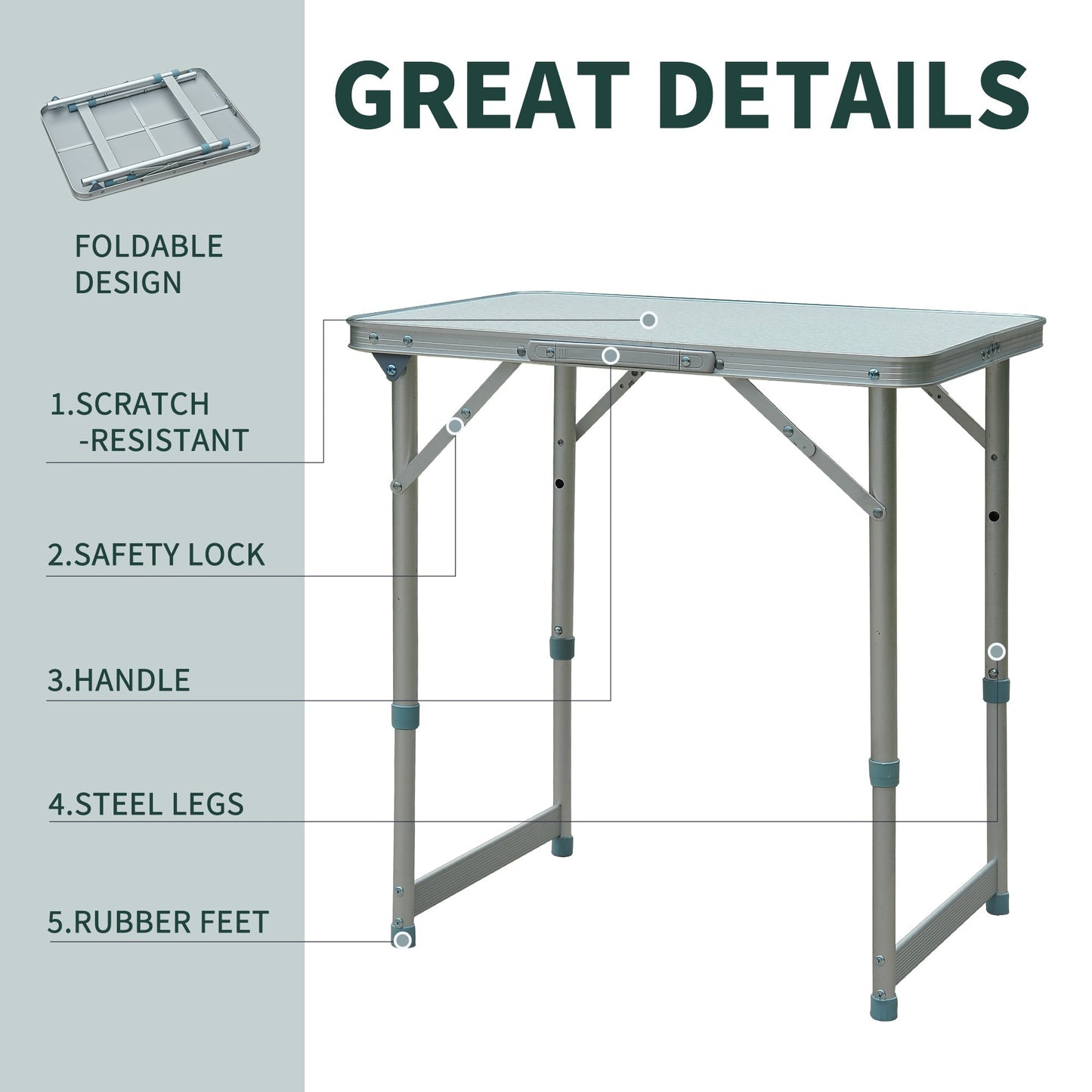 Outsunny Garden Outdoor Camping Table Portable Folding Picnic Table-Silver