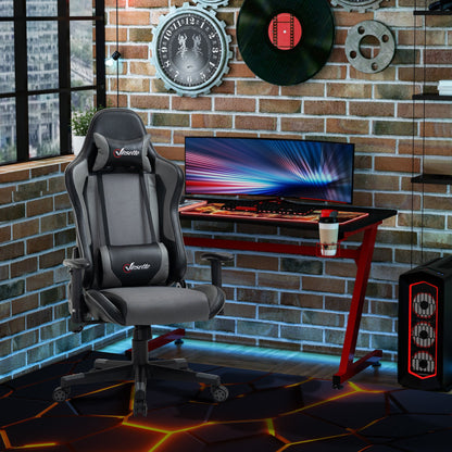 Vinsetto Gaming Chair Racing Style Ergonomic Office Chair High Back Computer Desk Chair Adjustable Height Swivel Recliner with Headrest and Lumbar Support, Grey