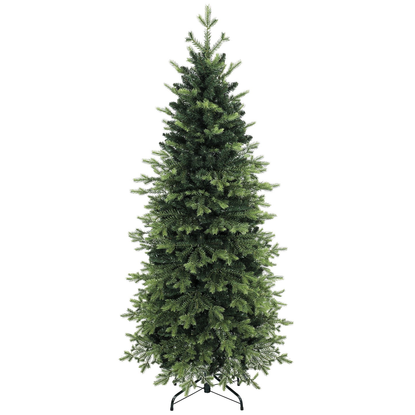 HOMCOM Geneva Fir Hinged Xmas Tree, 6ft/180cm Artificial Christmas Tree with 1610 Branch Tips, Foldable Steel Stand, Green