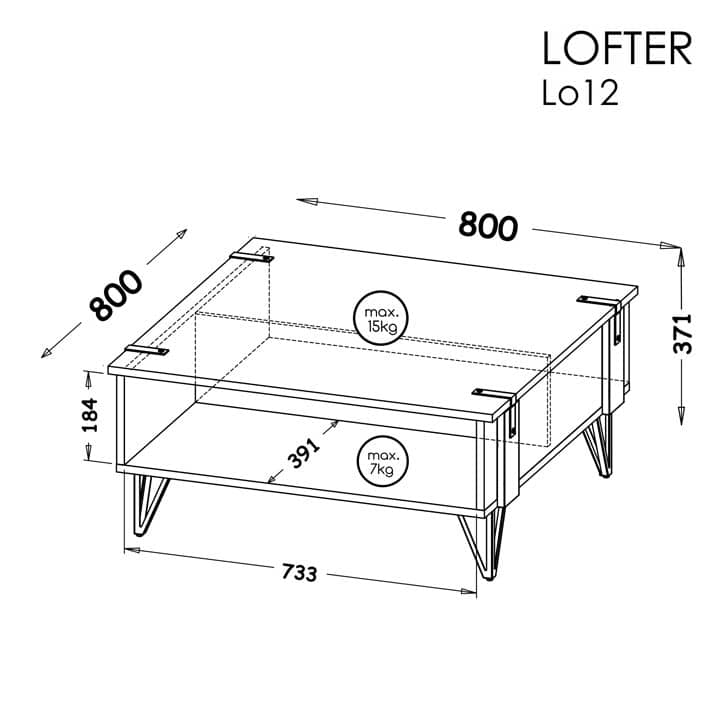 طاولة قهوة لوفر LO12 80 سم