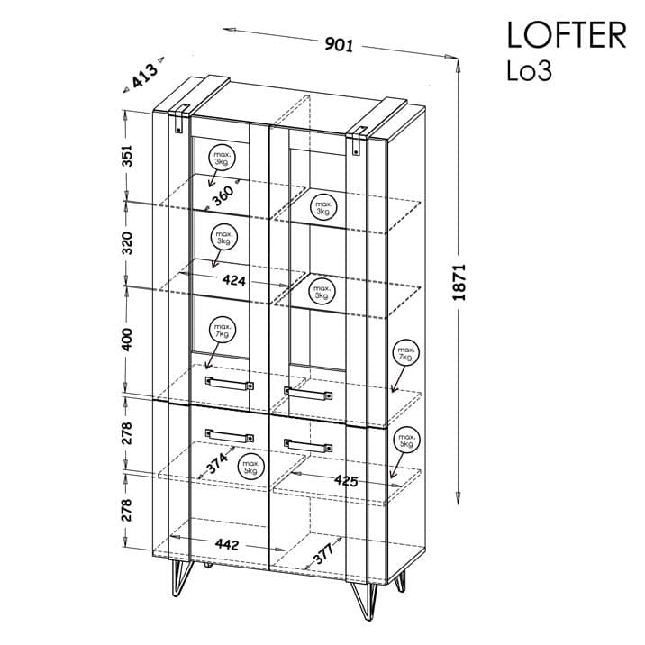 Lofter LO3 Display Cabinet 90cm