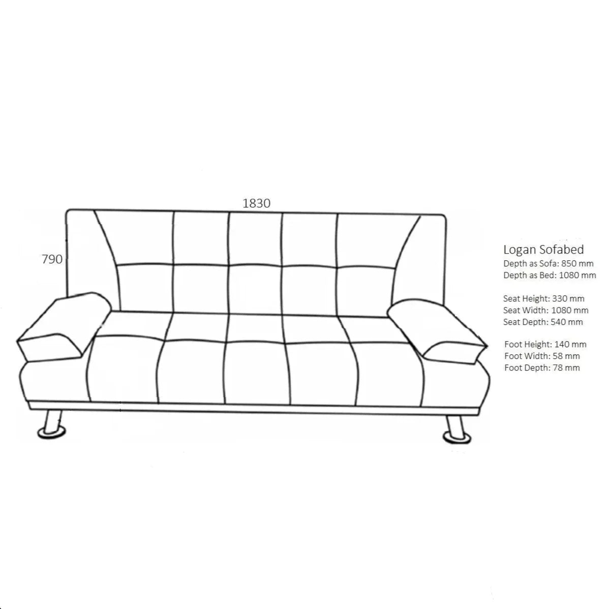 Birlea Logan Grey Fabric Sofa Bed