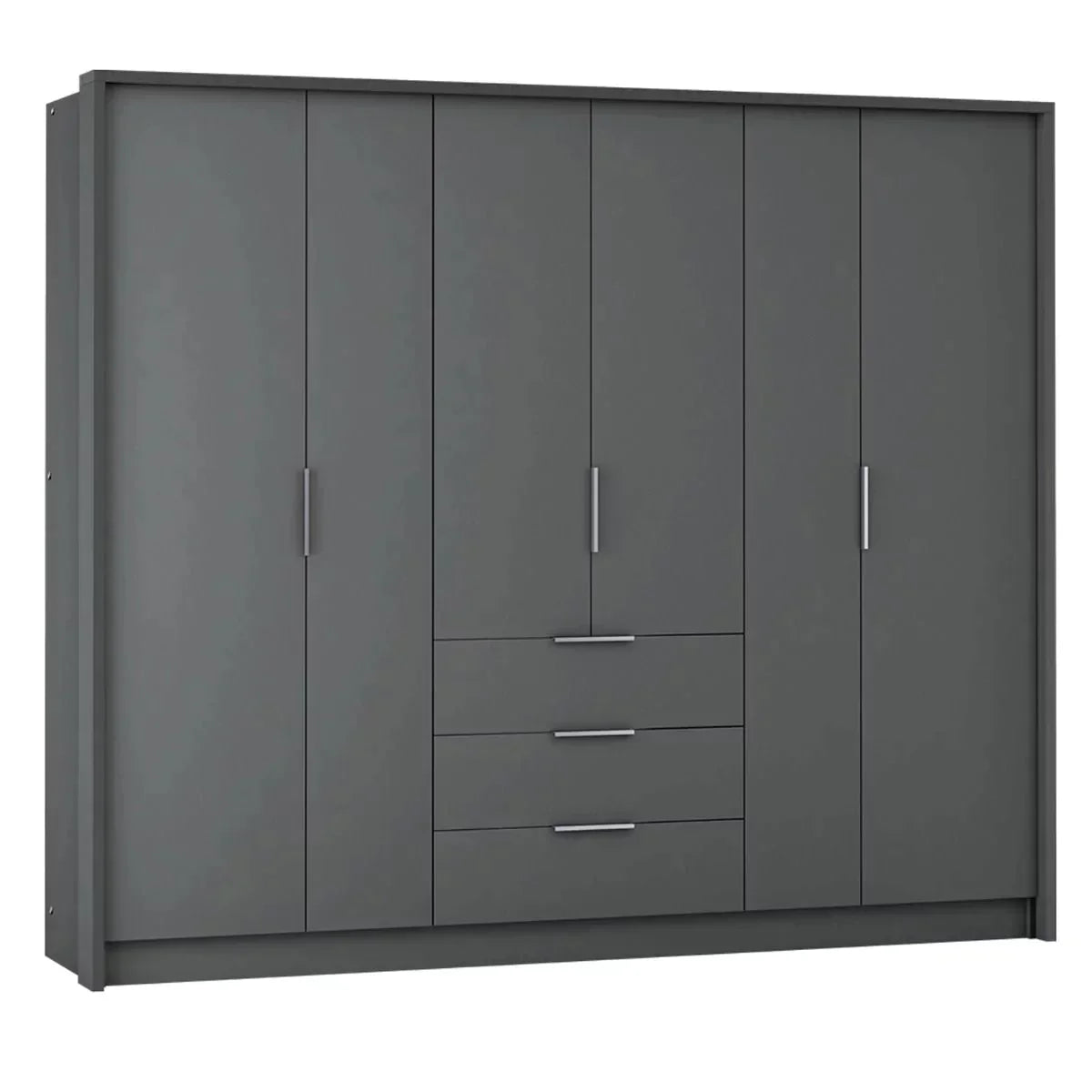 Stafford 255cm Large Wardrobe with 3 Drawers - White or Graphite