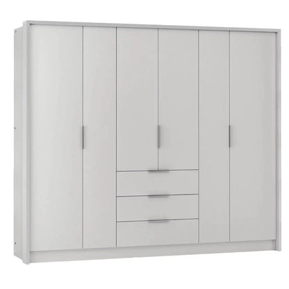 Stafford 255cm Large Wardrobe with 3 Drawers - White or Graphite