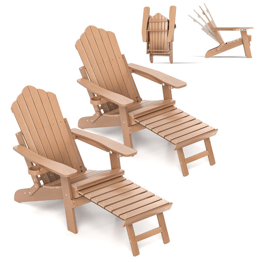 Lounge Patio Adirondack Chair Set of 2 in Brown