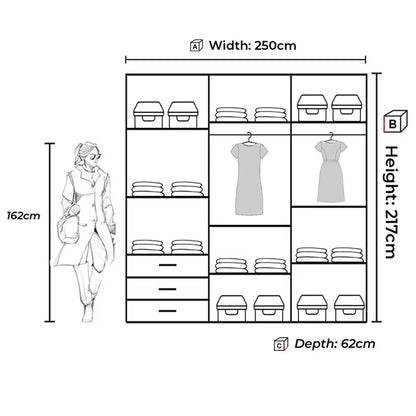 Kesteven Gold Strip Design Green Sliding Door Large Wardrobe - 250cm