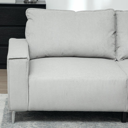 HOMCOM Three-Seater Corduroy - Light Grey