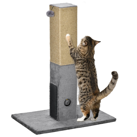 PawHut Cat Tree Scratching Post for Indoor Cats 79cm Jute Scratcher Climber w/ Carpet Base Dangling Toy √¢‚Ç¨‚Äú Grey