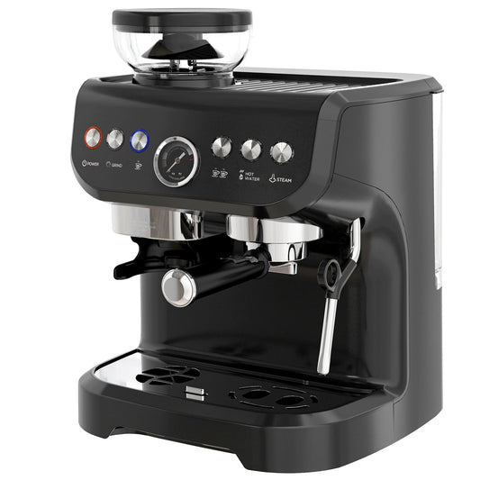 15 Bar Coffee Machine, with Adjustable Grind, Steamer and Accessories - HOMCOM