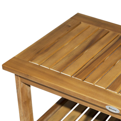 Outsunny 45 x 90cm Acacia Wood Two-Tier Garden Table