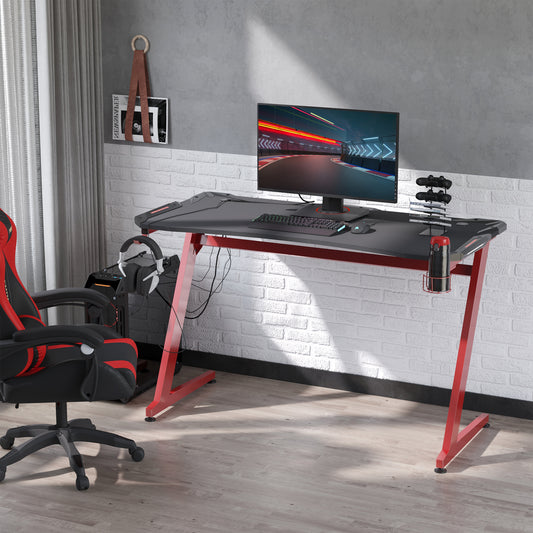 HOMCOM Gaming Desk in Black and Red, image 2