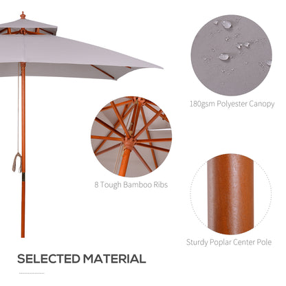 Outsunny 3 x 3 (m) Parasol ogrodowy, duży parasol, baldachim przeciwsłoneczny na zewnątrz z podwójnym poziomem, szary