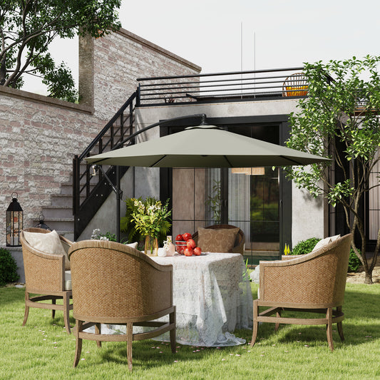 Outsunny 3m parasol wysięgnikowy z podstawą poprzeczną - jasnoszary